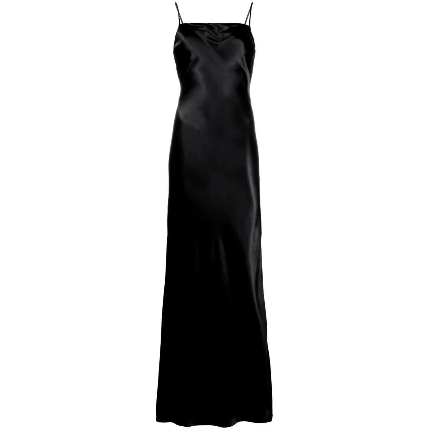 Vakarinės suknelė moterims, Juoda, Satin evening dress