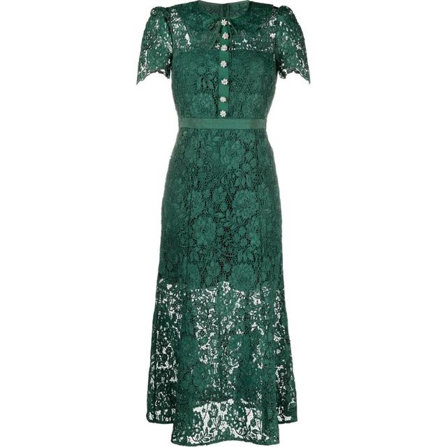 Midi suknelė moterims, Žalia, Green cord lace midi dress