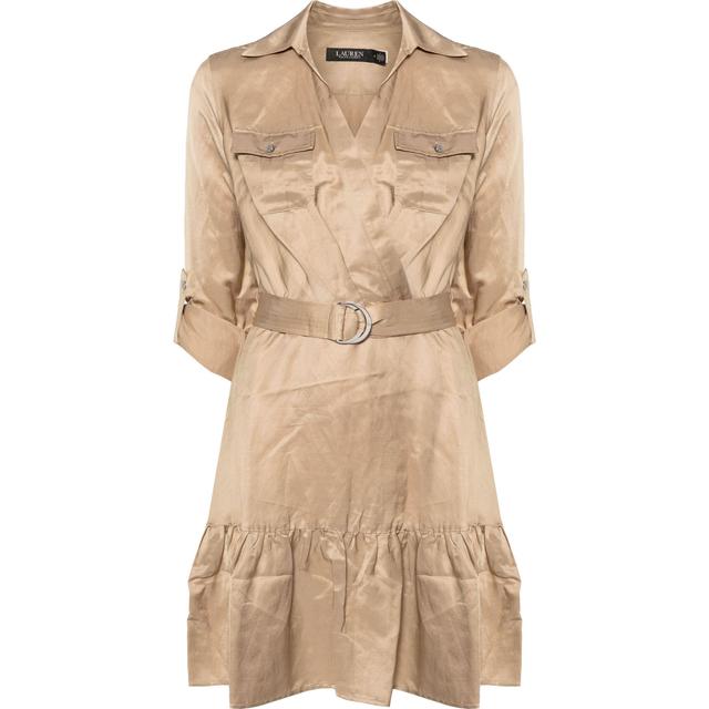 Midi suknelė moterims, Smėlio, Long sleeve day dress