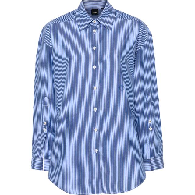 Marškiniai ilgomis rankovėmis moterims, Mėlyna, Logo-embroidered shirt