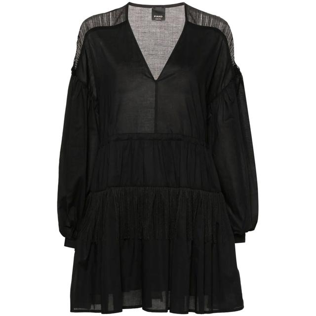 Mini suknelė moterims, Juoda, Fringe-embellished mini dress