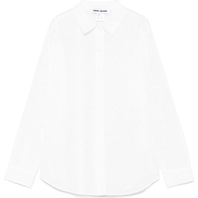 Marškiniai ilgomis rankovėmis moterims, Balta, Eyelet long sleeve b