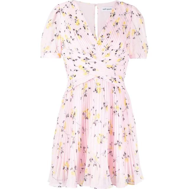 Mini suknelė moterims, Rožinė, Pink floral print mini dress