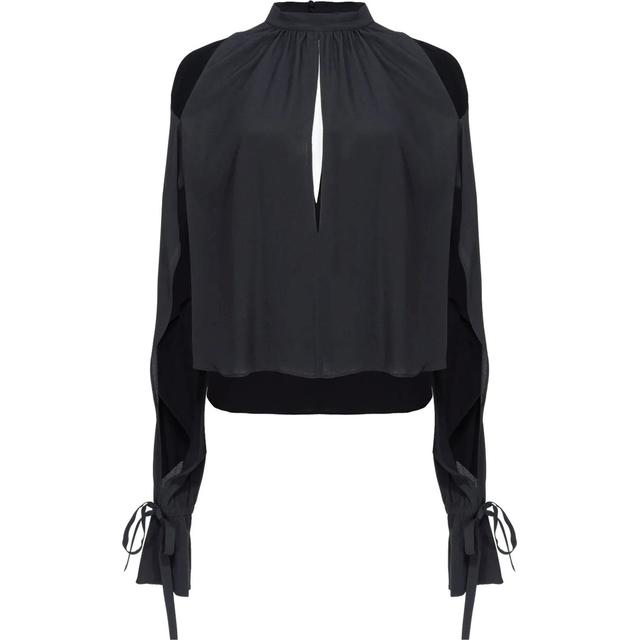 Palaidinės moterims, Juoda, Cut-out long-sleeve blouse