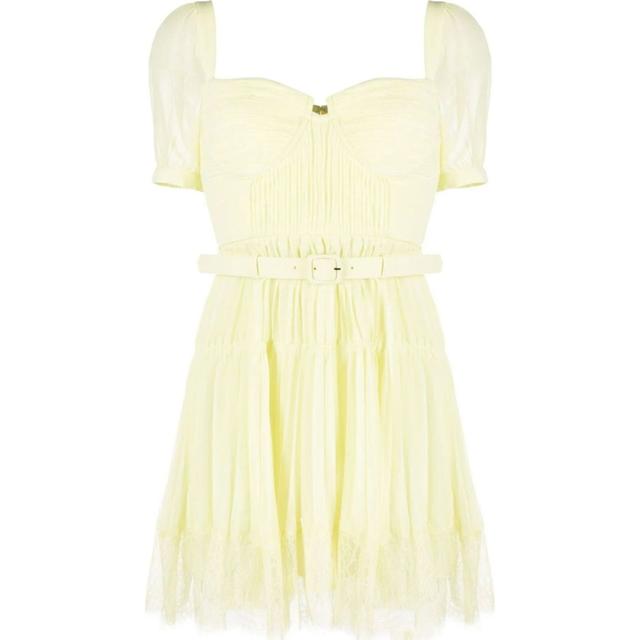 Mini suknelė moterims, Geltona, Chiffon lace detail mini dress