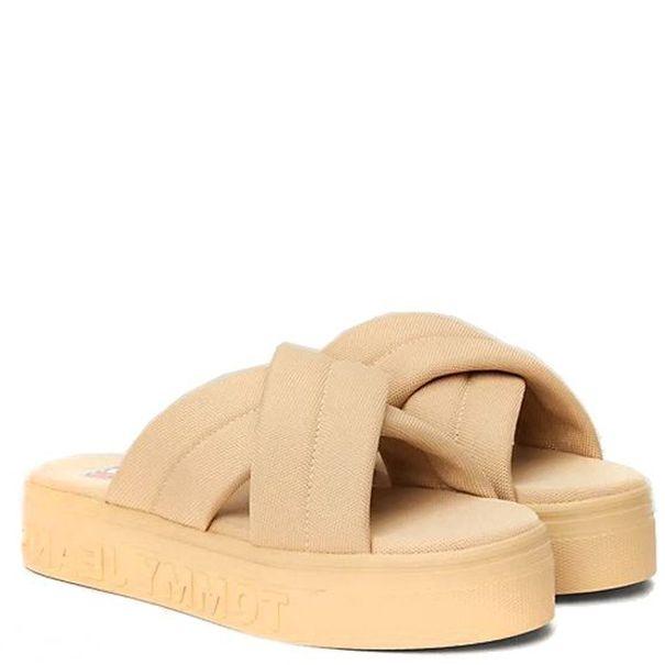 Šlepetės moterims, Smėlio, Lettering flatform sandal