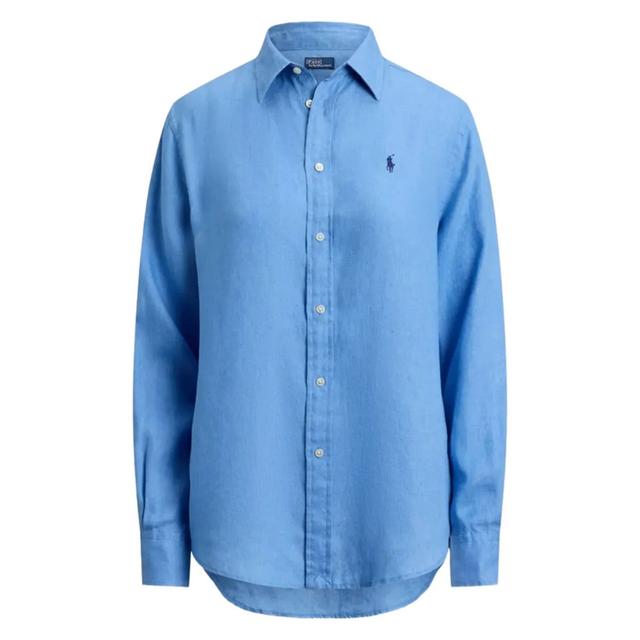 Marškiniai ilgomis rankovėmis moterims, Mėlyna, Long sleeve-button front shirt