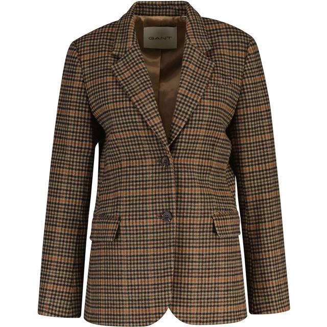 Švarkas moterims, Ruda, reg wool houndstooth blazer