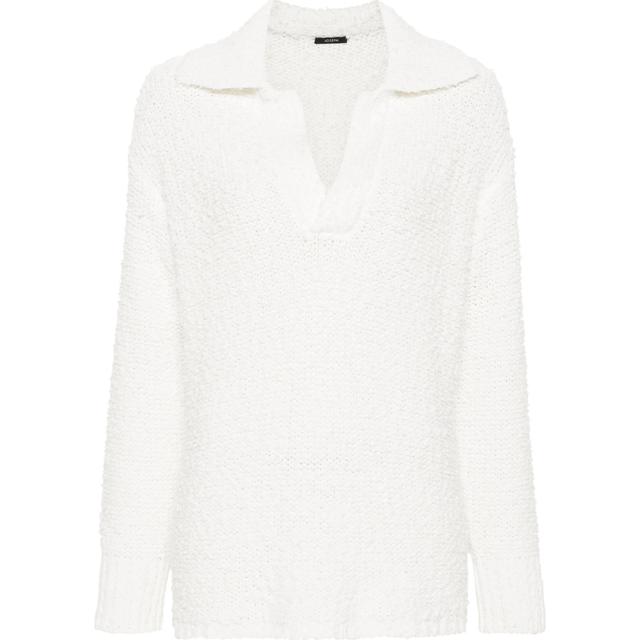 Polo marškiniai ilgos rank. moterims, Balta, Polo textured knit