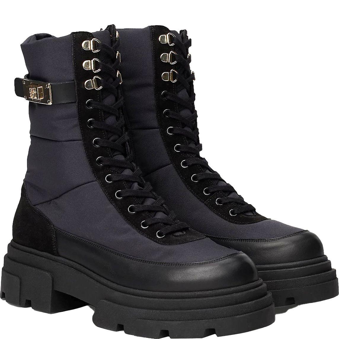 Aulinukai moterims, Juoda, Biker mix lace-up booties