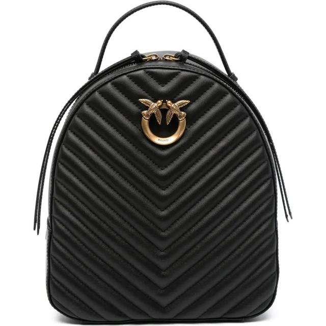 Kuprinė moterims, Juoda, Love chevron leather backpack