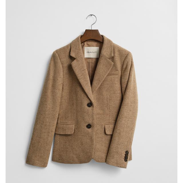 Švarkas moterims, Ruda, slim wool blend herringbone