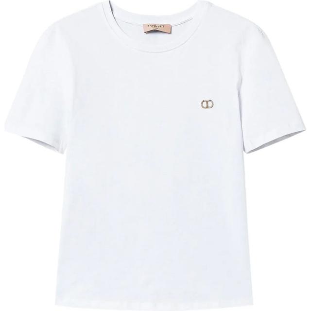 Marškinėliai trump. rankovėmis moterims, Balta, Oval t-plaque t-shirt