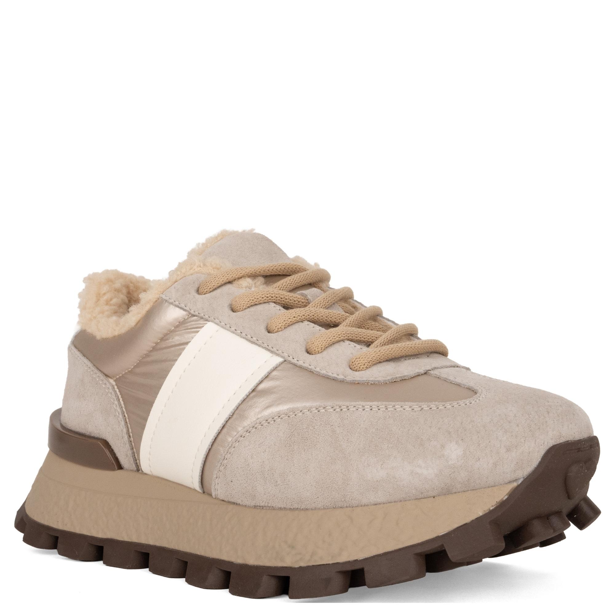 Laisvalaikio bateliai moterims, Smėlio, Warm sneakers