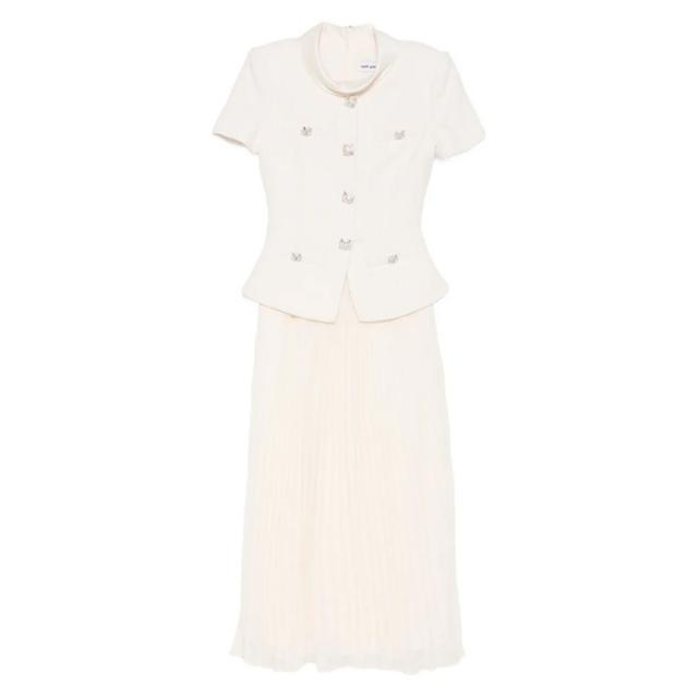 Midi suknelė moterims, Smėlio, Boucle collared midi dress