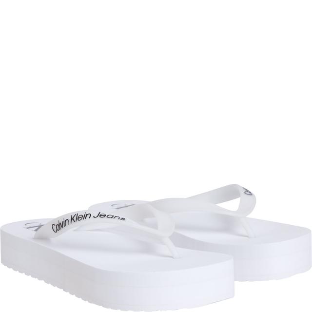 Pliažo šlepetės per pirštą moterims, Balta, Beach sandal flatform