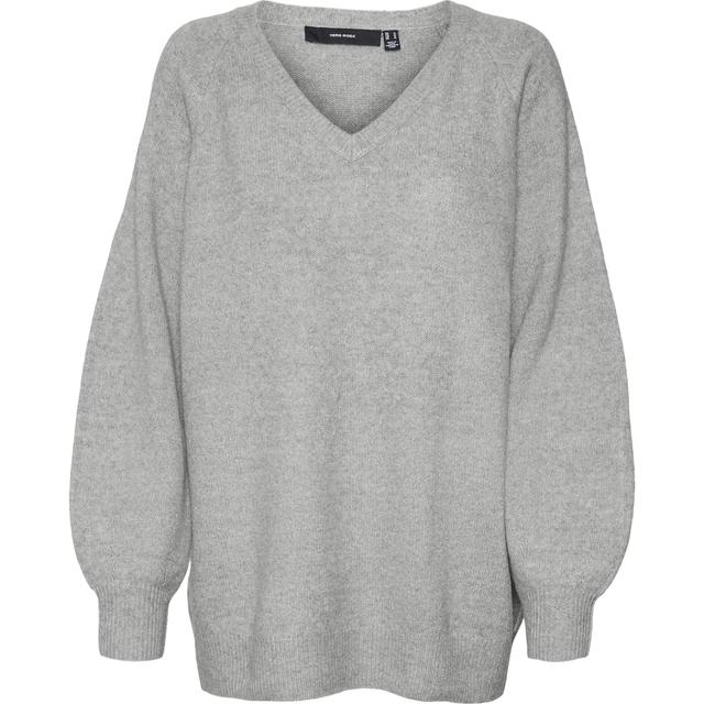 Megztinis moterims, Pilka, Leaf long v-neck pullover