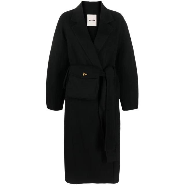 Paltas moterims, Juoda, Silk blend short coat