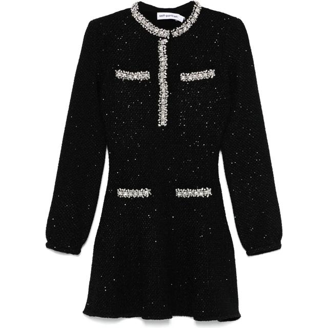 Mini suknelė moterims, Juoda, Sequin knit mini dress