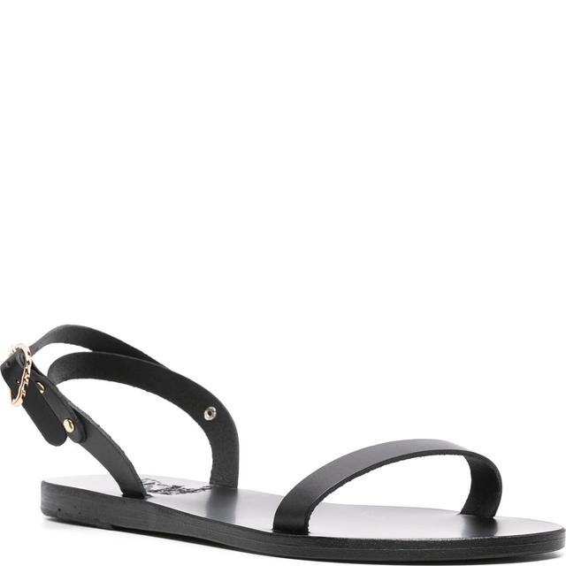 Basutės moterims, Juoda, Irida flat vachetta sandals