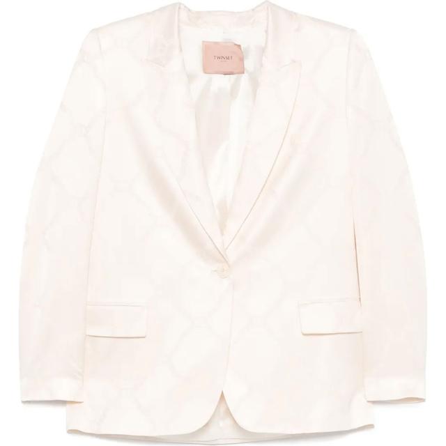 Švarkas moterims, Balta, Oval t-jacquard blazer