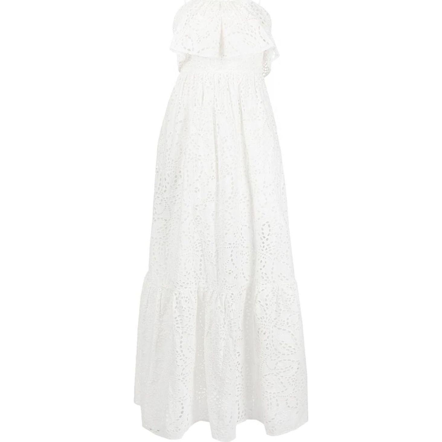 Maxi suknelė moterims, Balta, White broderie maxi dress