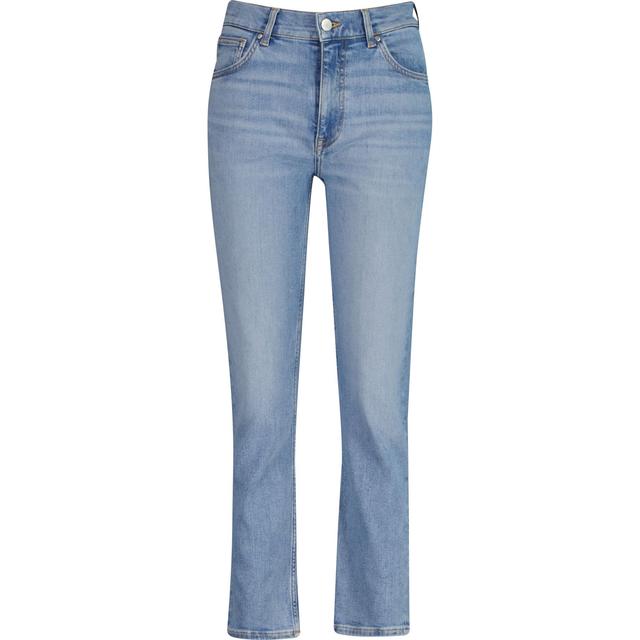 Slim džinsai moterims, Mėlyna, Cropped slim stretch jeans
