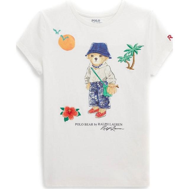 Marškinėliai trump. rankovėmis mergaitėms, Balta, Bear tee