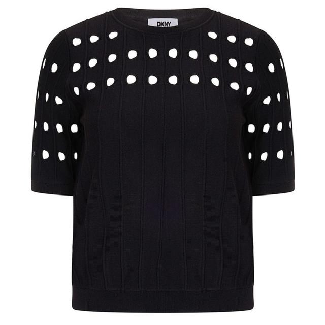 Megztinis moterims, Juoda, S/s crepe yarn sweater