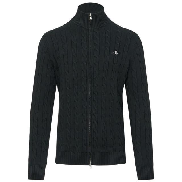 Kardiganas vyrams, Juoda, cotton cable zipped cardigan