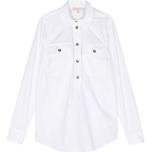 Marškiniai ilgomis rankovėmis moterims, Balta, Poplin pull over shirt