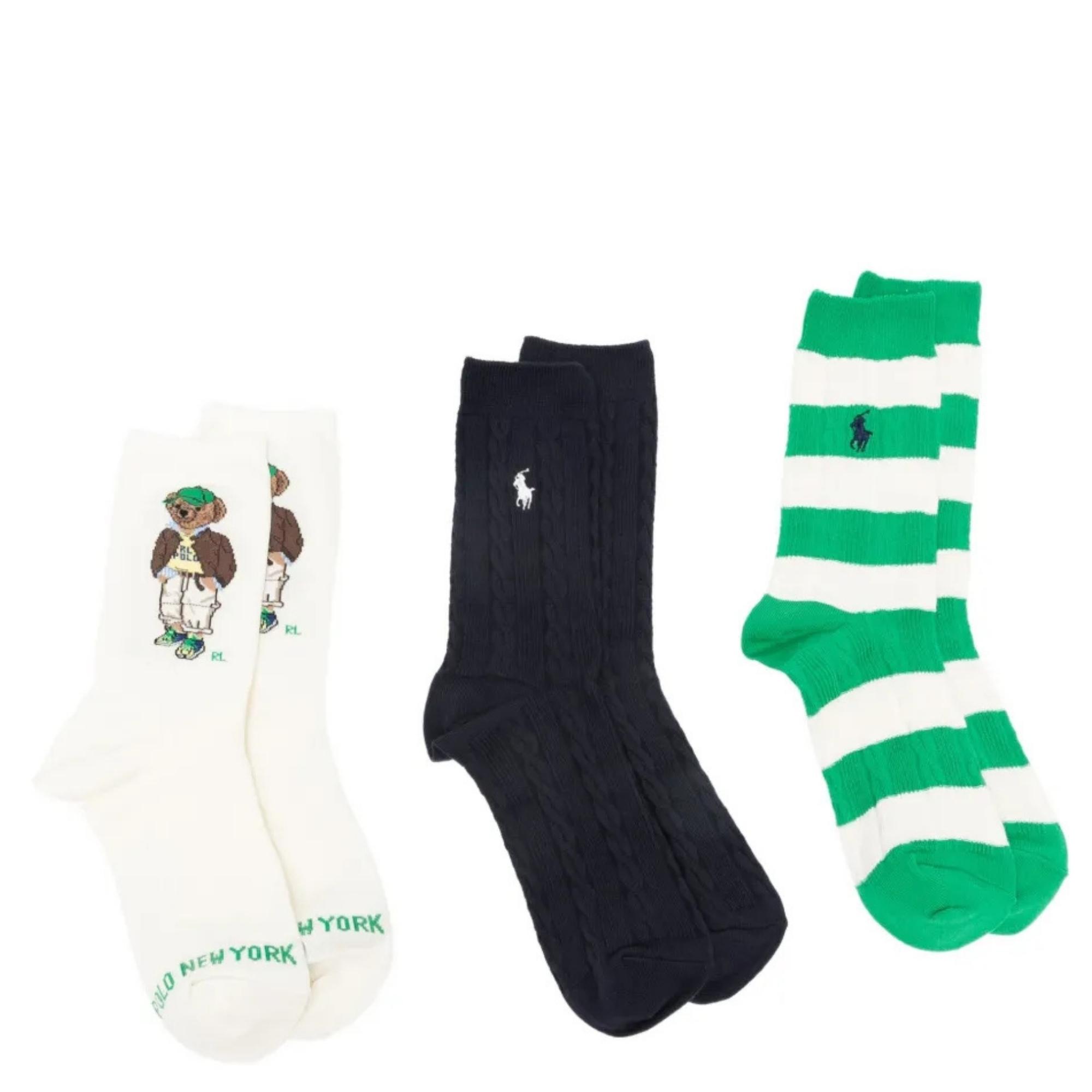 Kojinės moterims, Marga, Pf bear gtbx-crew sock-3 pack