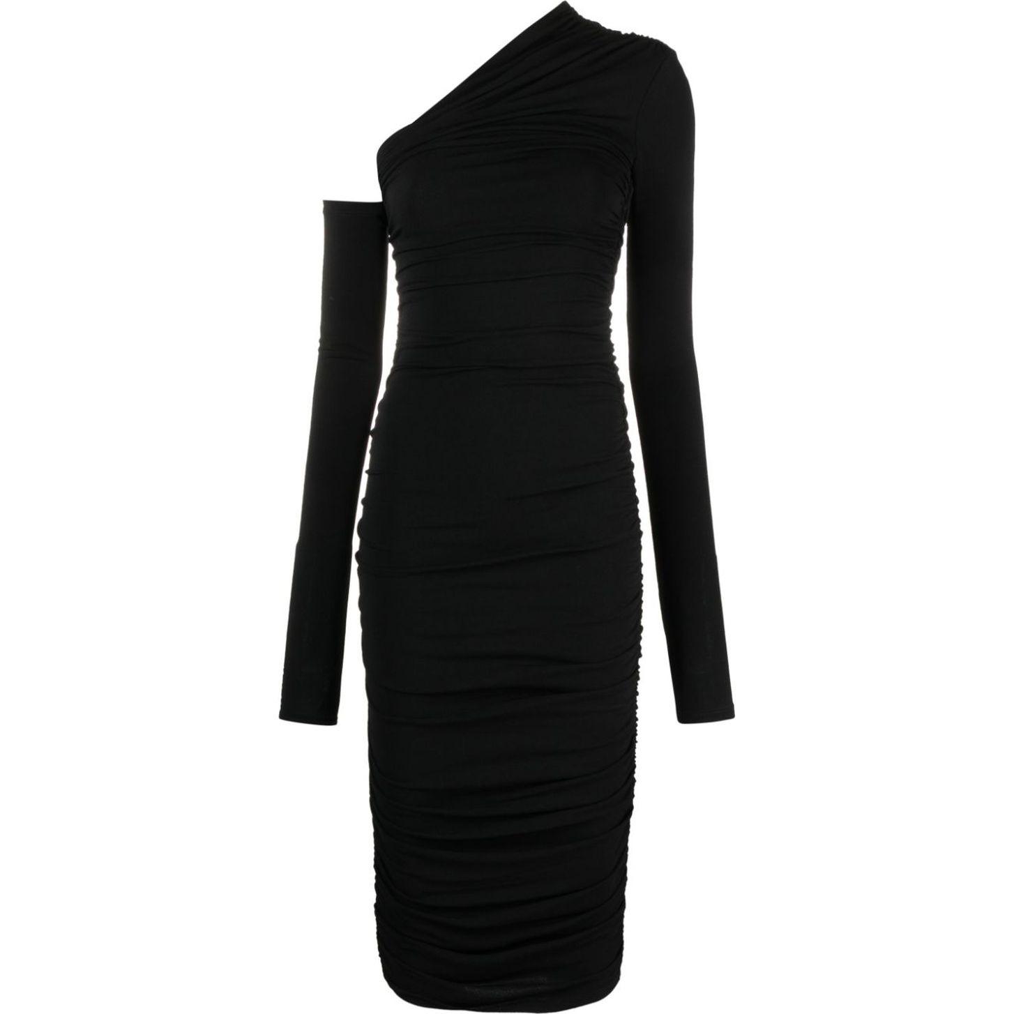 Midi suknelė moterims, Juoda, Olimpia draped midi dress