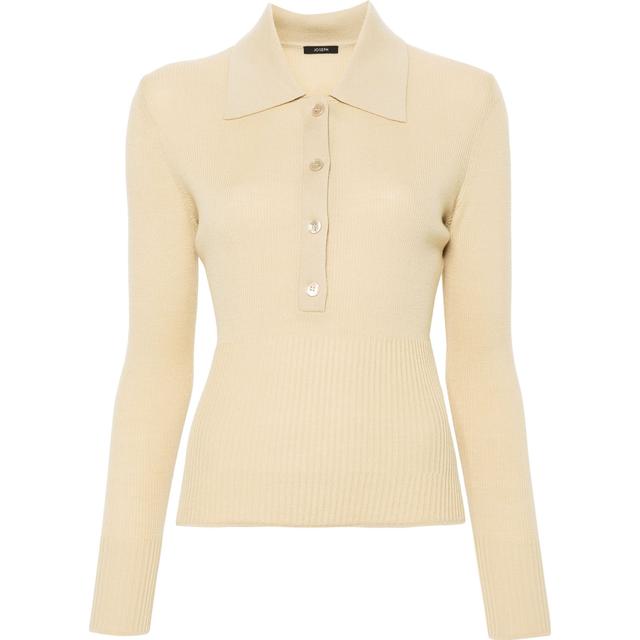 Polo marškiniai ilgos rank. moterims, Smėlio, Polo fine rib merinos