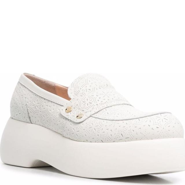 Bateliai - moterims, Balta, PUFFY MOC PERFORATED SHOES