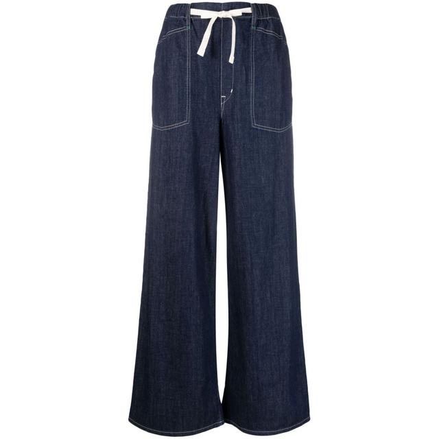 Platūs džinsai moterims, Mėlyna, Rinse denim wide sailor jeans