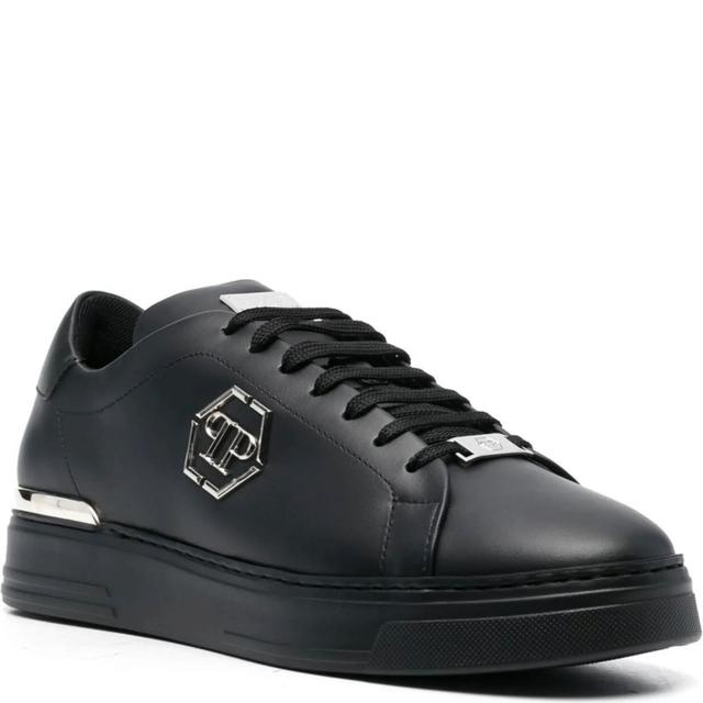 Sportiniai bateliai vyrams, Juoda, Leather Lo-Top Sneaker Hexagon