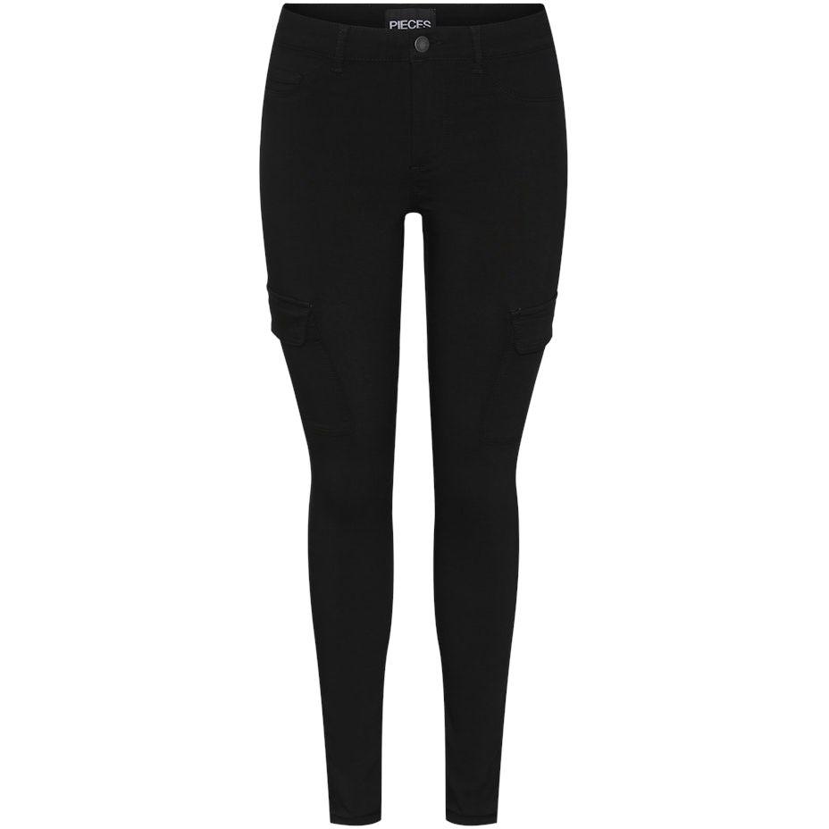 Kelnės moterims, Juoda, PCSKIN MW SLIM CARGO