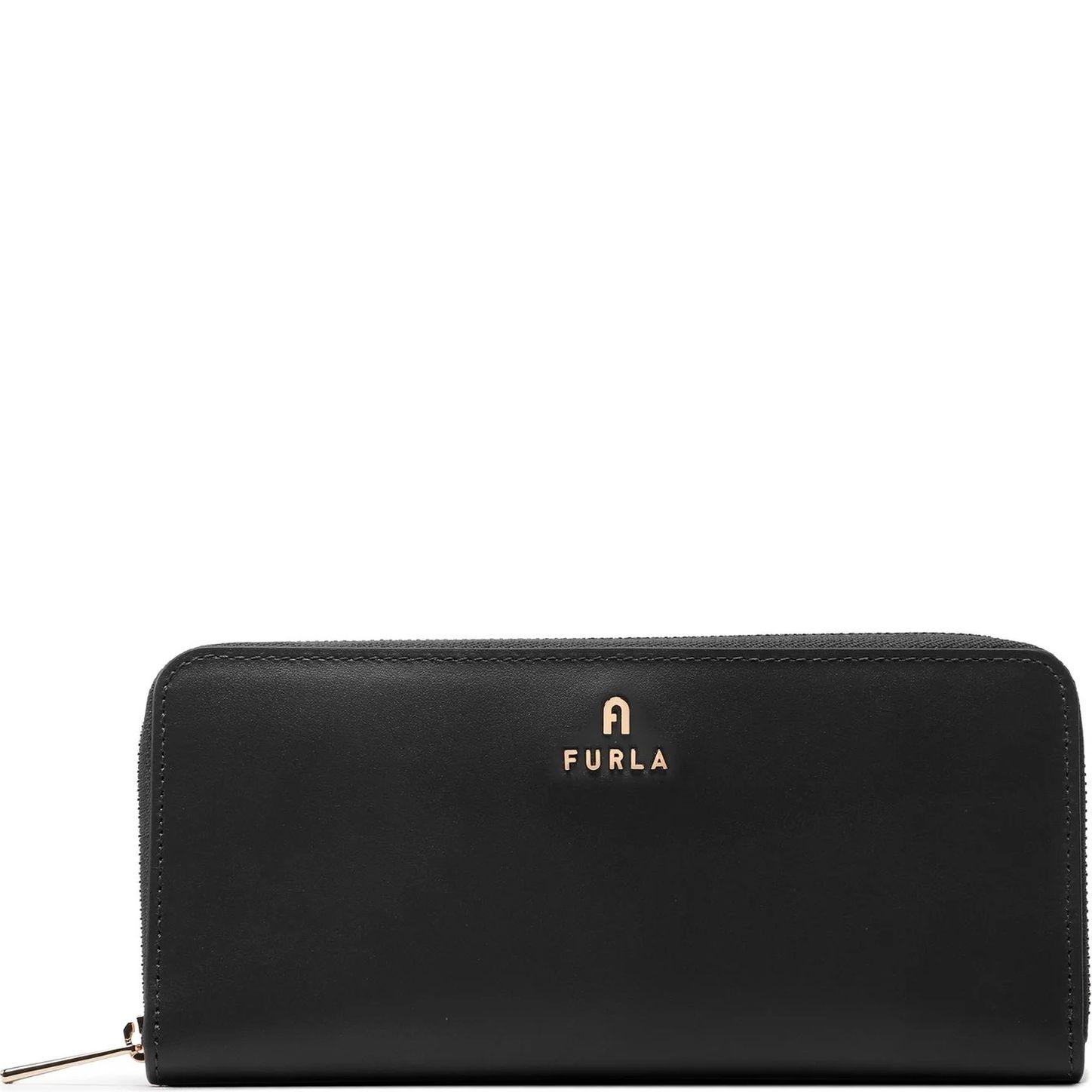 Piniginė moterims, Juoda, Furla camelia xl zip around