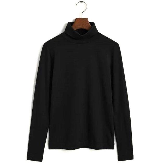 Megztinis moterims, Juoda, SLIM LS TURTLENECK