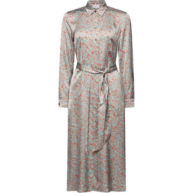 Midi suknelė moterims, Smėlio, Printed Satin Midi Dress