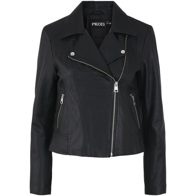 Striukė moterims, Juoda, PCSUSSE LEATHER JACKE