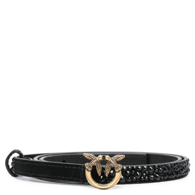Diržas moterims, Juoda, Buckle studded leather belt