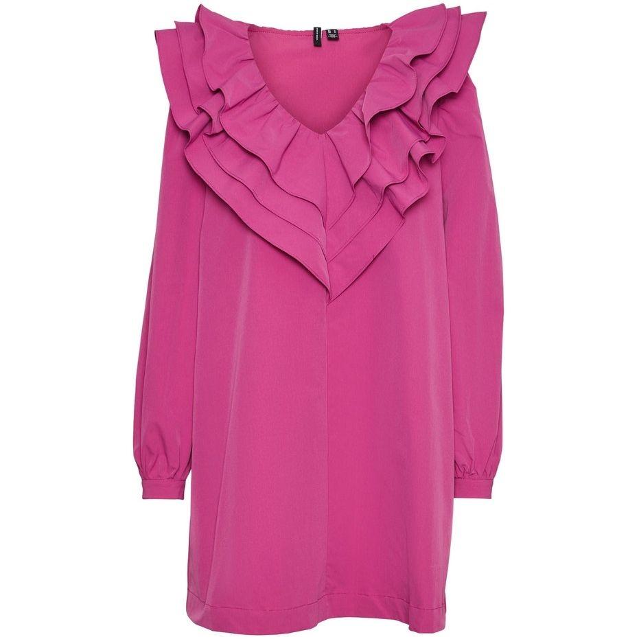 Mini suknelė moterims, Raudona, VMCARMELLA L/S FRILL