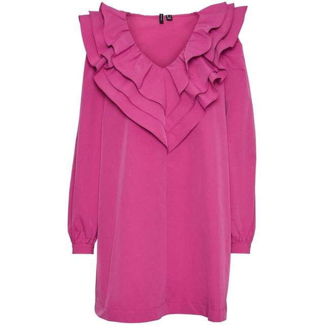 Mini suknelė moterims, Raudona, VMCARMELLA L/S FRILL