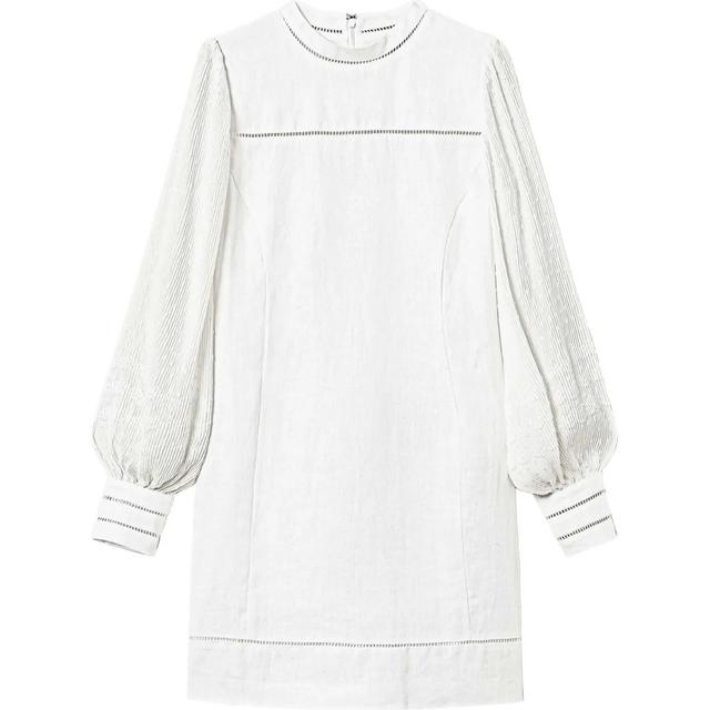 Mini suknelė moterims, Balta, Perforated-detail mini dress