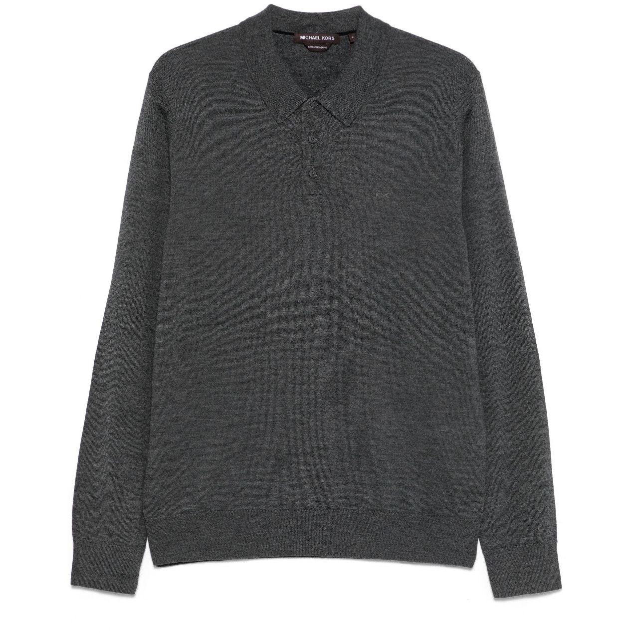 Polo marškiniai ilgos rank. vyrams, Pilka, Merino-wool polo shirt