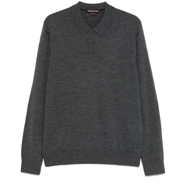 Polo marškiniai ilgos rank. vyrams, Pilka, Merino-wool polo shirt