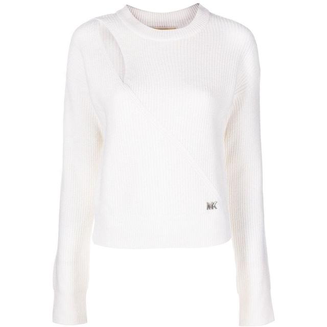 Megztinis moterims, Balta, Key hole cut-out sweater