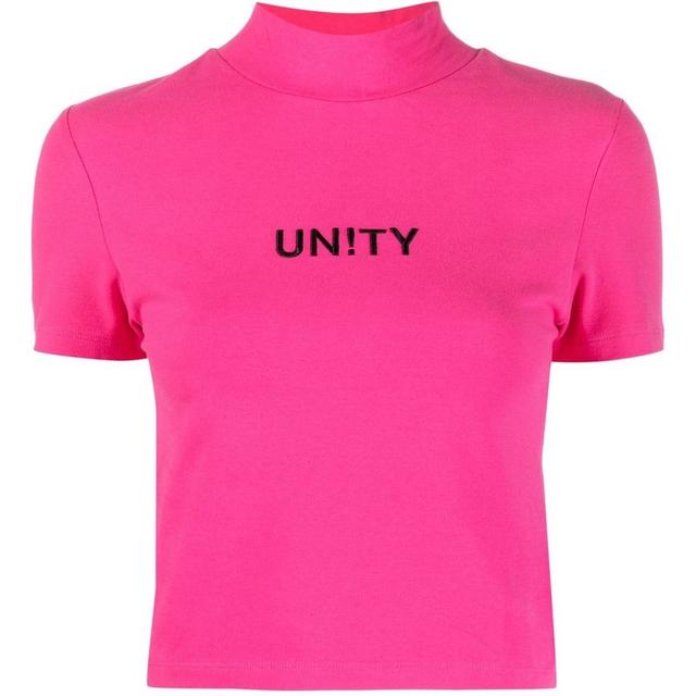 Marškinėliai trump. rankovėmis moterims, Rožinė, Unity mock baby tee